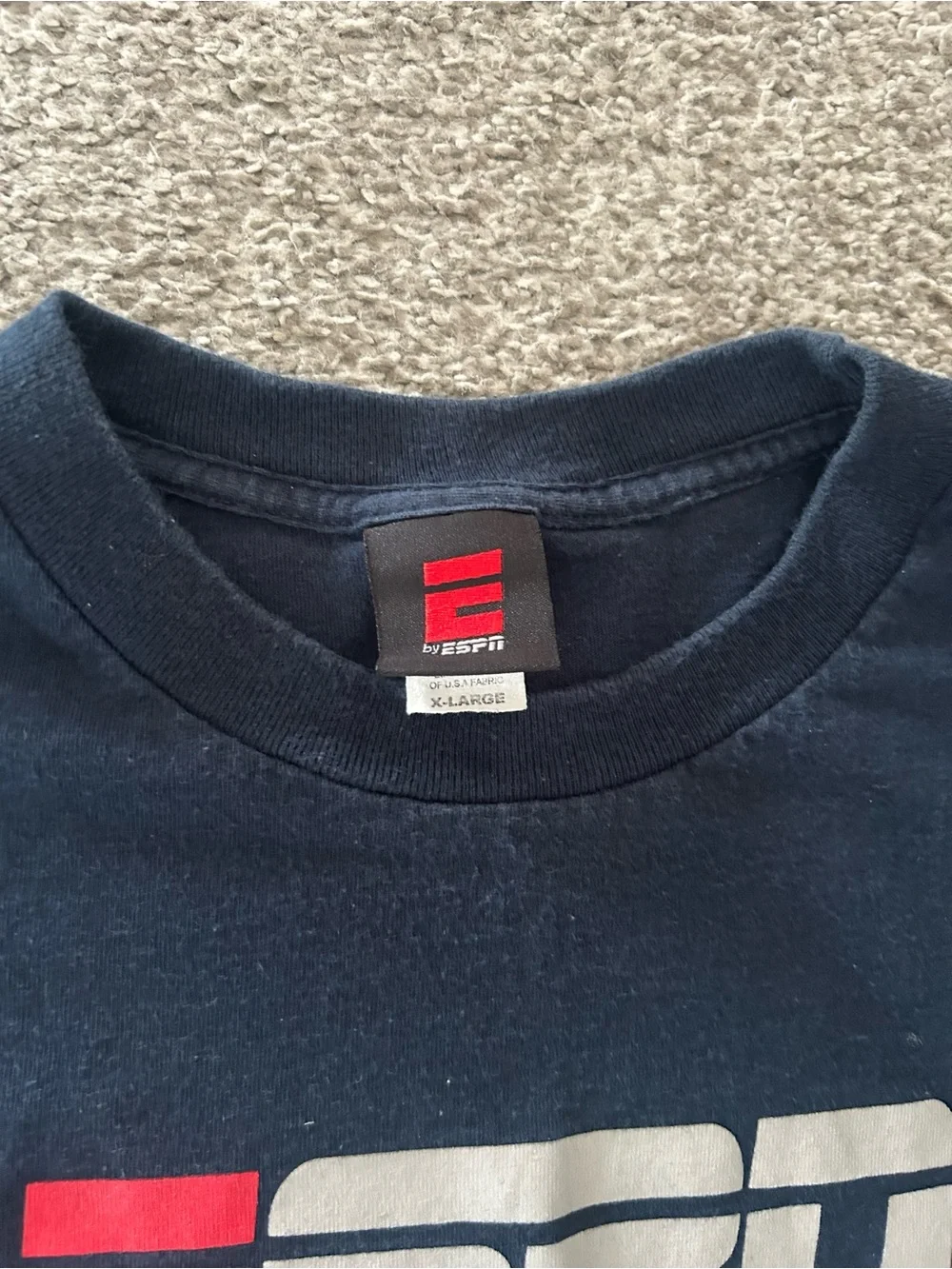Vintage ESPN Shirt XL 2XL Navy Blue Graphic Tee USA Fabric Y2K Sports Center